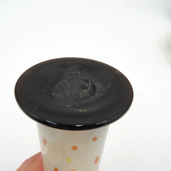Art Glass Bud Vase Handblown 6.5" Multicolored Black Base Made in Japan - Picture 7 of 7